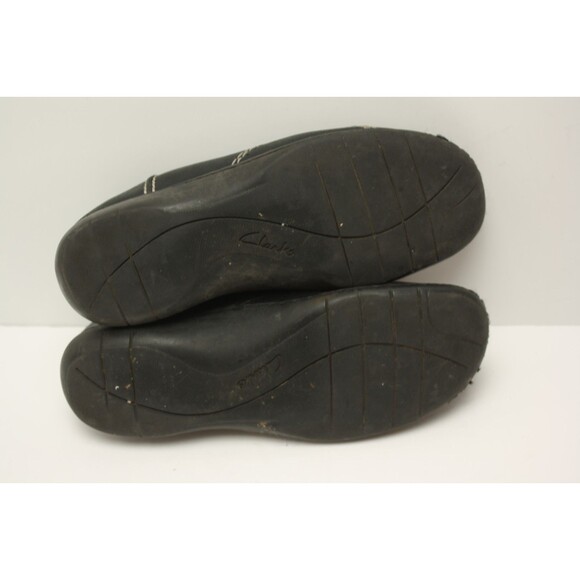 CLARKS Women"s sz 8M Black Leather Lace-Up Oxford Bowling-Type Shoes - Picture 6 of 10